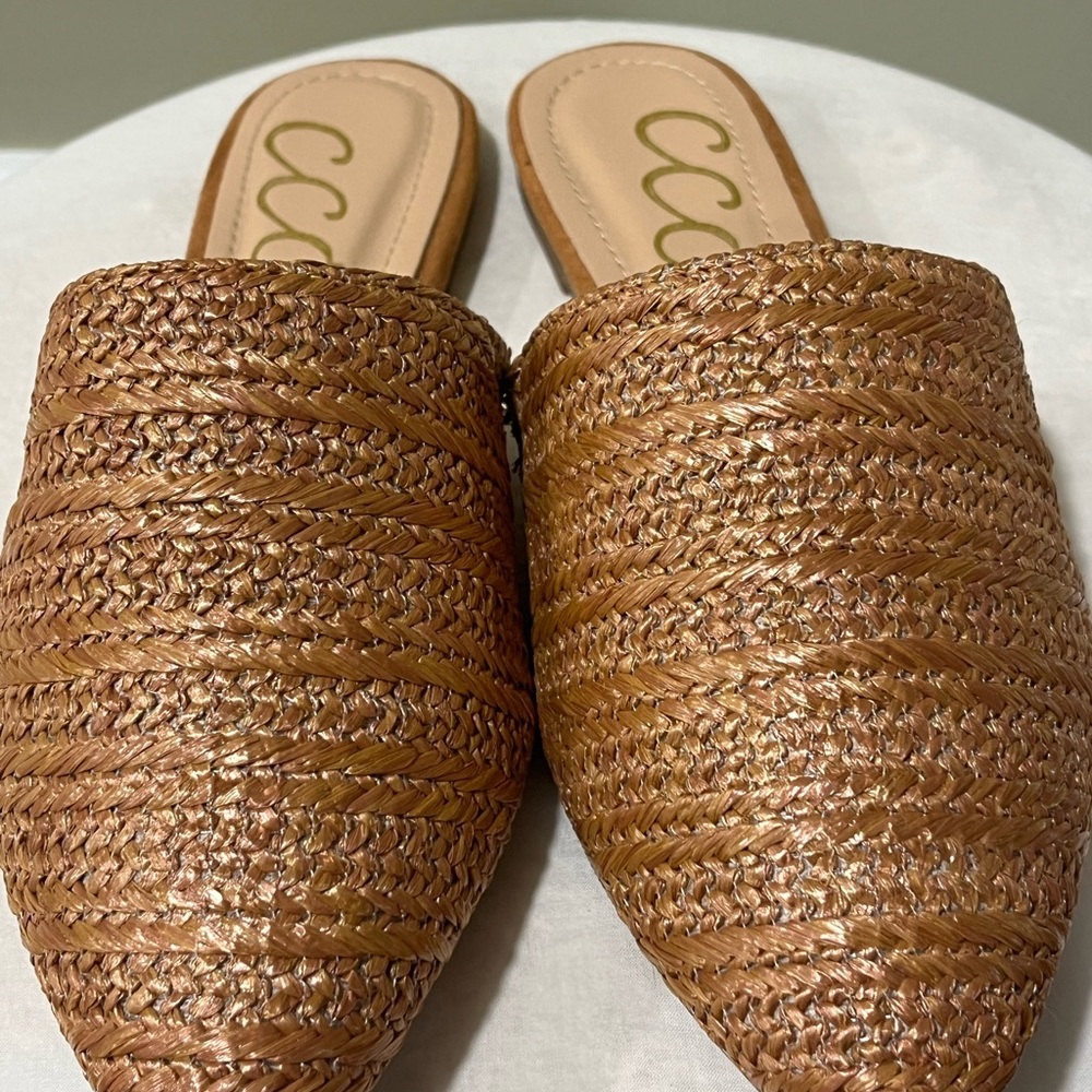 CCOCCI Brown Woven Mules with Flat Sole